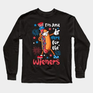 I'm Just Here For The Wieners Funny 4Th Of July Fireworks Long Sleeve T-Shirt